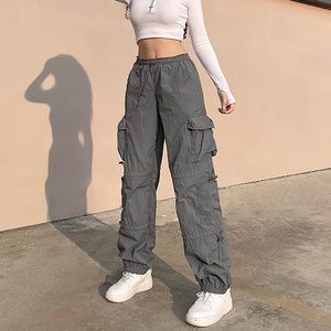 Grey Cargo Pants by Yesunpxs Fashion. Size large and super cute!